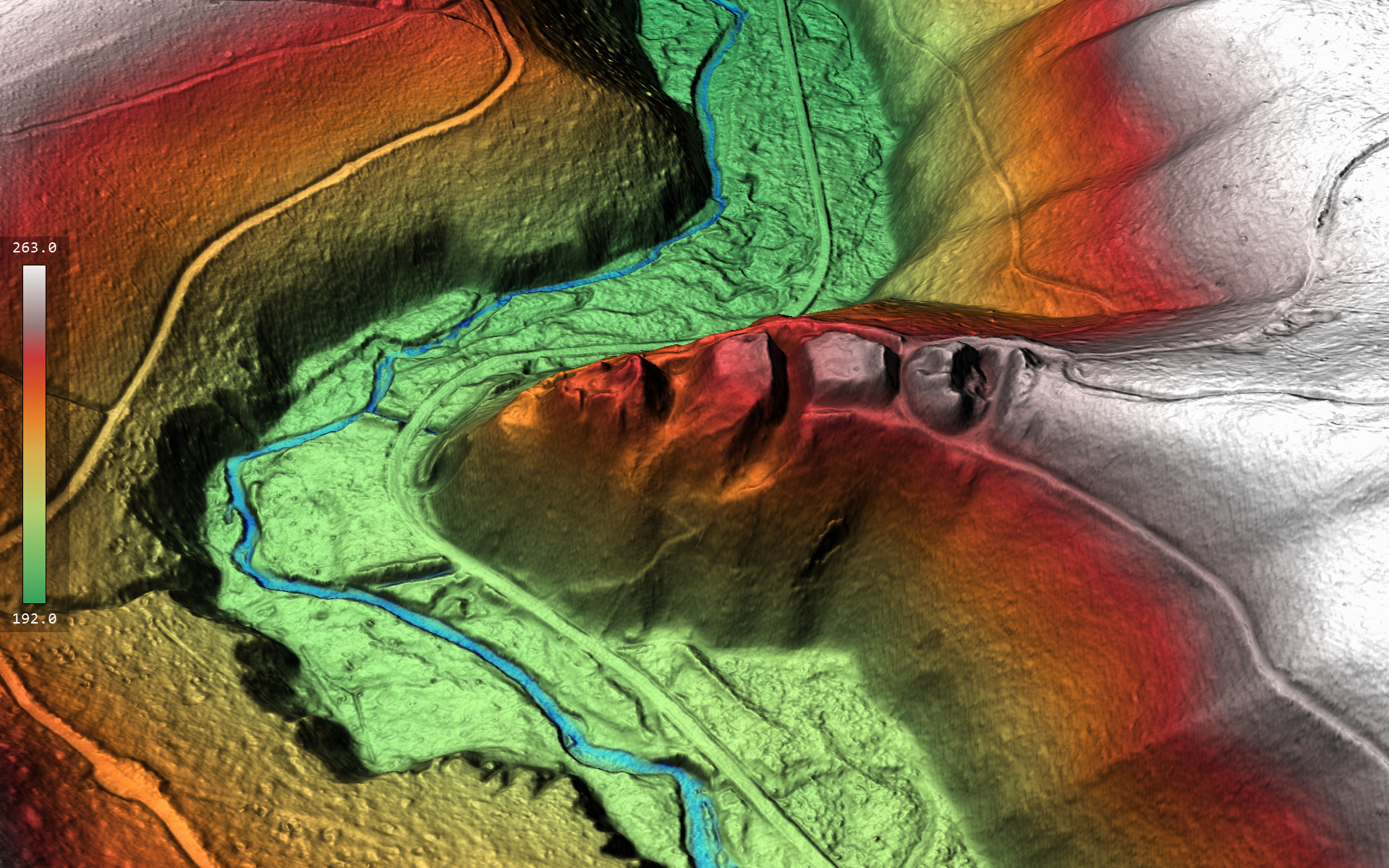 Colorierter 3D Scan vom Schlossberg Geringswalde (Raubschloss/Altes Schloss/Hauskellerberg)