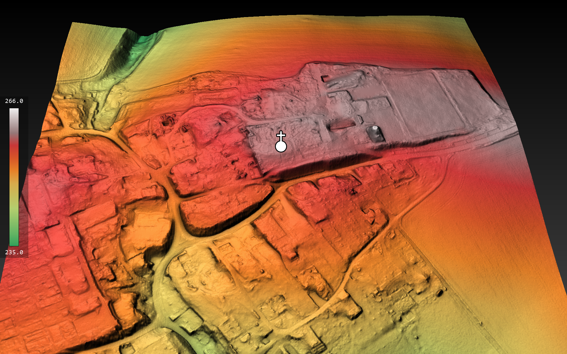 Colorierter 3D-Scan Zettlitzer Kirche