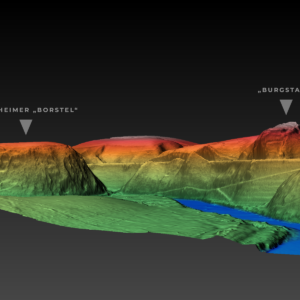 Colorierter 3D-Scan mit Fischheimer Borstel und Burgstall Wechselburg/Fischheim